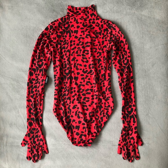 Vetements Red Leopard High Neck Gloved Bodysuit FINAL PRICE DROP - Picture 5 of 9